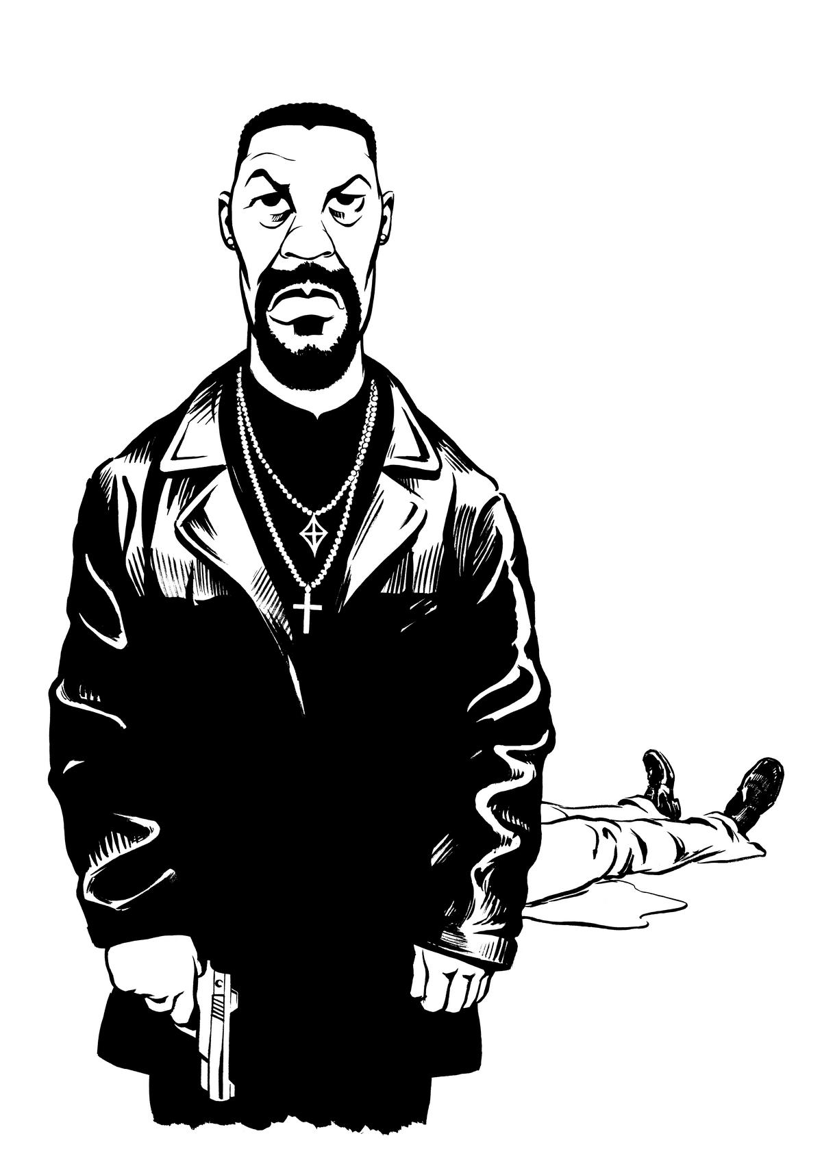 Denzel Washington caricature