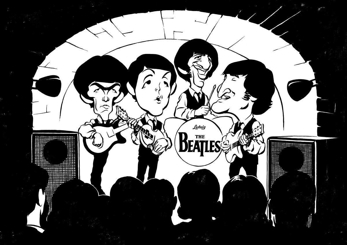 Early The Beatles caricature