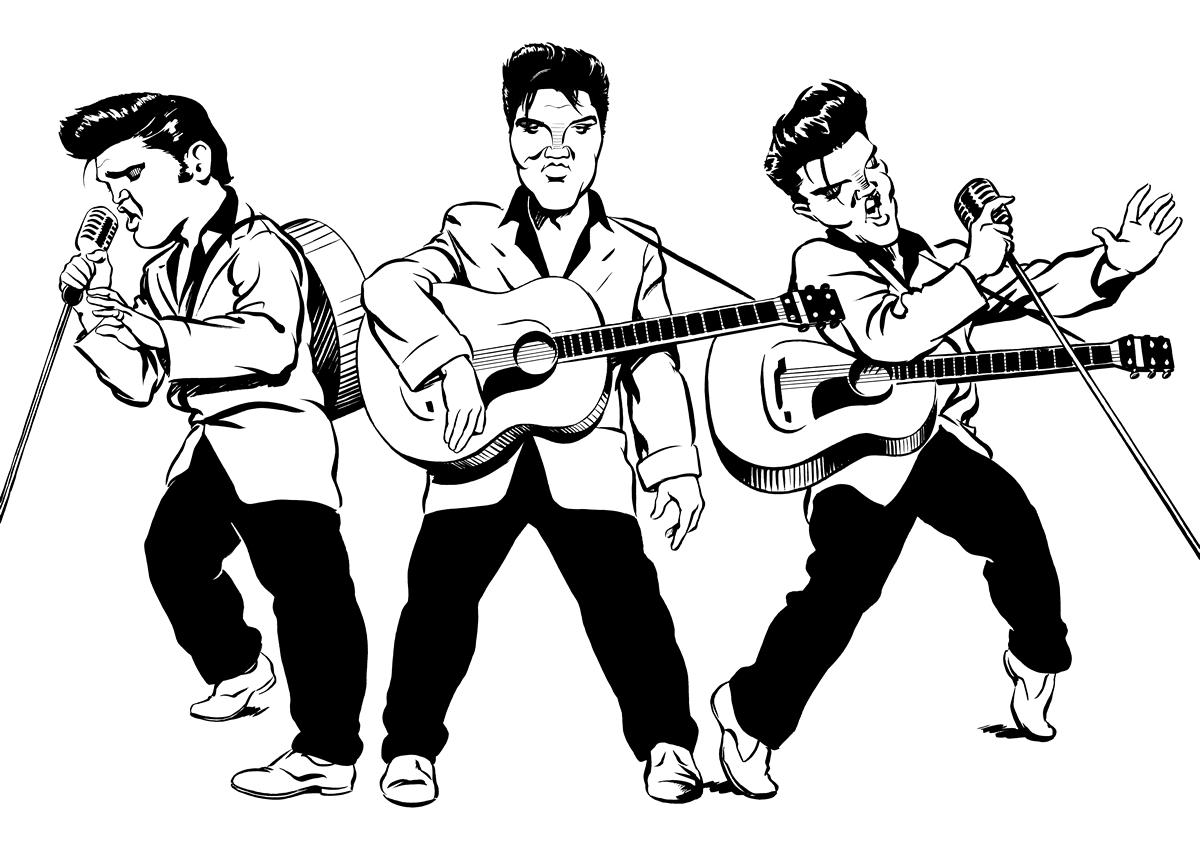 Elvis PresleyElvis Presley caricature - Ken Lowe Illustration