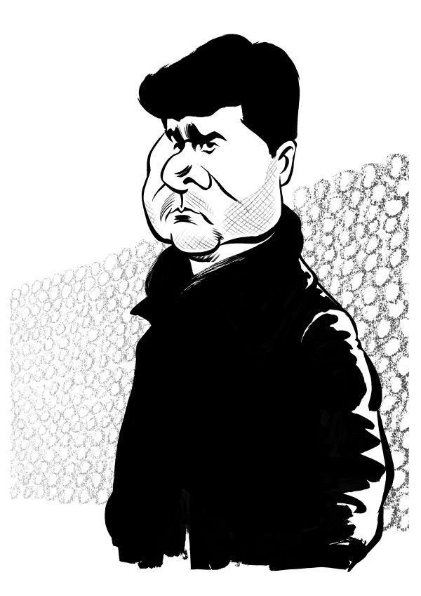 Mauricio Pochettino caricature, manager of Premier League club, Tottenham Hotspur. By Ken Lowe Illustration. Limited edition prints available, size A2 or A3, signed and numbered by Ken Lowe.