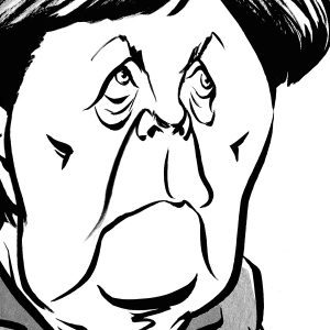 Angela Merkel caricature, German Chancellor, European Union. By Ken Lowe Illustration. Limited edition prints available.